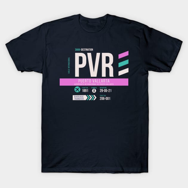 Puerto Vallarta (PVR) Airport Code Baggage Tag T-Shirt by SLAG_Creative